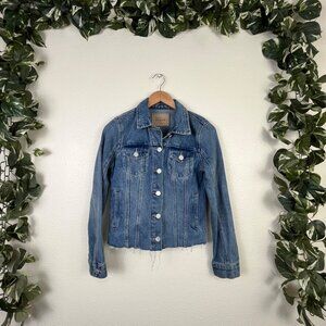 Blank NYC Traffic Jam Front Button Raw Hem Denim Jackets Blue Women’s Sz XS
